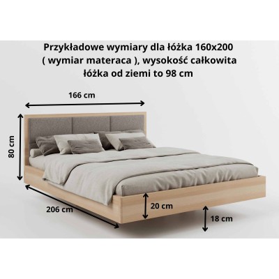 Łóżko bukowe lewitujące z tapicerowanym wezgłowiem ZEN