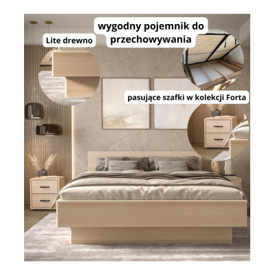 Łóżko Bukowe z Wezgłowiem Pochyłym Forte | Polskie | Drewniane do Sypialni