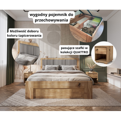 ❗️ Łóżko ze skrzynią QUATTRO - dębowe - piękne i funkcjonalne❗️