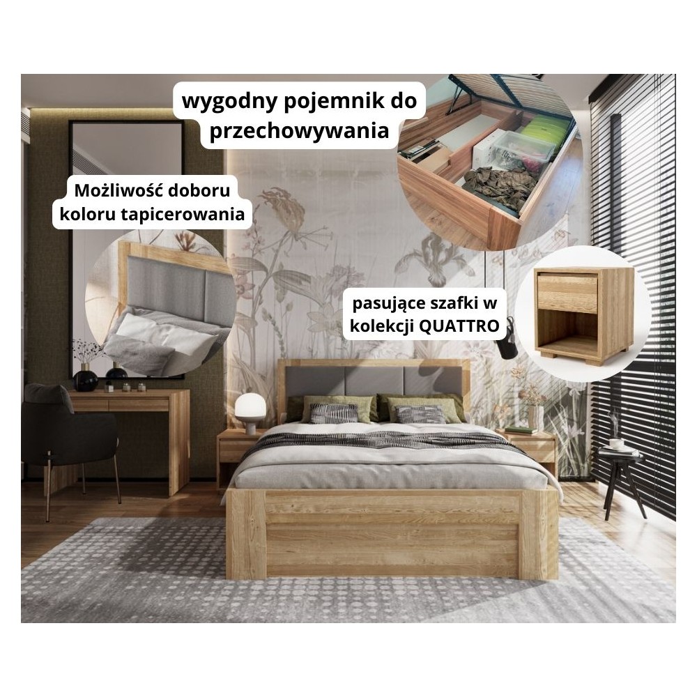 ❗️ Łóżko ze skrzynią QUATTRO - dębowe - piękne i funkcjonalne❗️