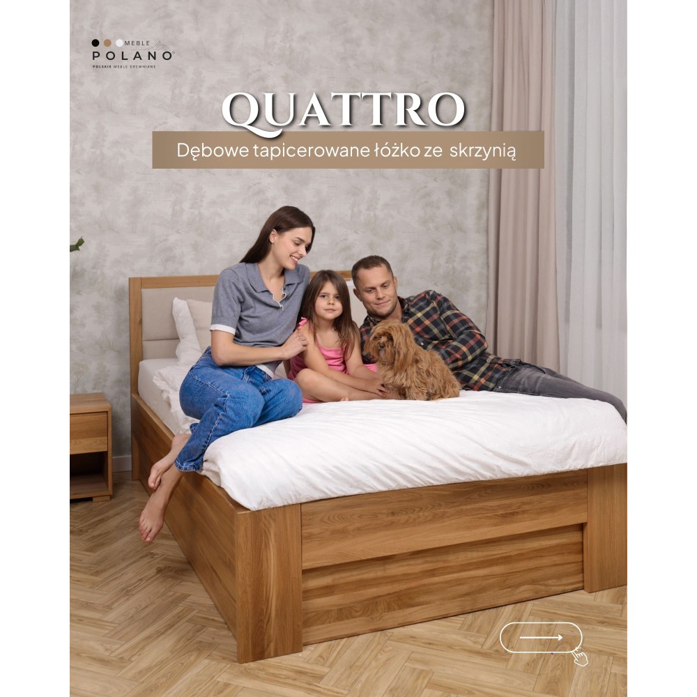 ❗️ Łóżko ze skrzynią QUATTRO - dębowe - piękne i funkcjonalne❗️