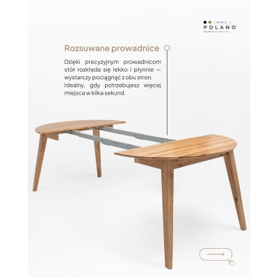 Dębowy, rozkładany okrągły stół w stylu RETRO