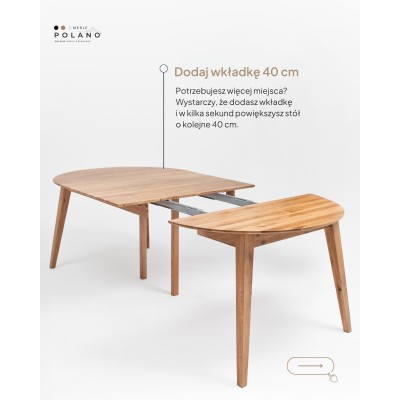 Dębowy, rozkładany okrągły stół w stylu RETRO DZIKI DĄB