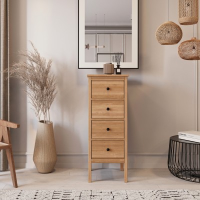 Wąska komoda dębowa SCANDIC – lity dąb, lakierowana, polska produkcja
