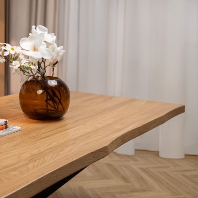 Stół dębowy Pająk z nieregularnymi krawędziami | lity dąb 4 cm | rozkładany