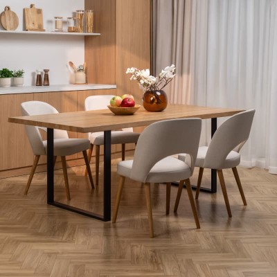 Fotel tapicerowany MKR-15 | Dębowe nogi, polska produkcja