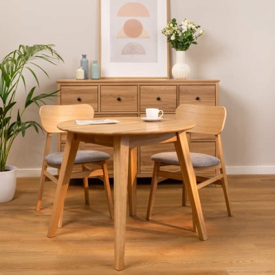 Dębowy, rozkładany okrągły stół w stylu RETRO