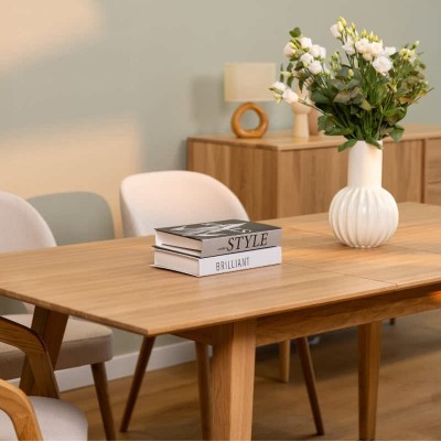 Dębowy, rozkładany stół w stylu skandynawskim DZIKI DĄB
