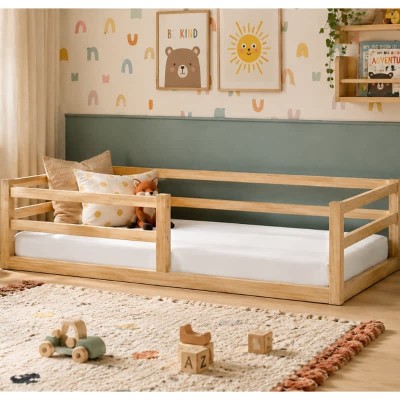 Łóżko dziecięce ANNA 160x80 z naturalnego drewna.