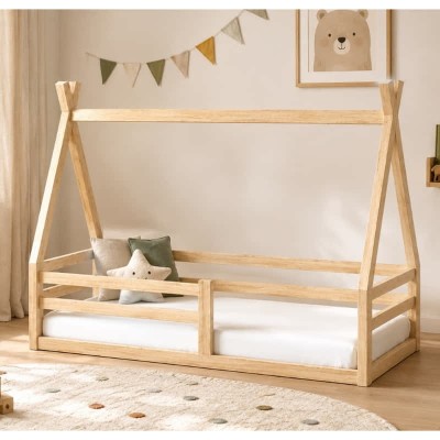 Łóżko dziecięce ANNA 160x80 tipi z naturalnego drewna.