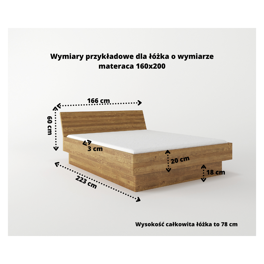 Łóżko Bukowe z Wezgłowiem Pochyłym Forte | Polskie | Drewniane do Sypialni