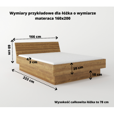 Łóżko dębowe Forta z pojemnikiem i pochyłym wezgłowiem dziki dąb