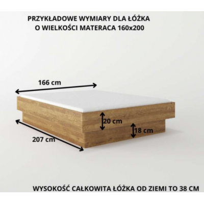 Łóżko dębowe Forta Lite z pojemnikiem dziki dąb